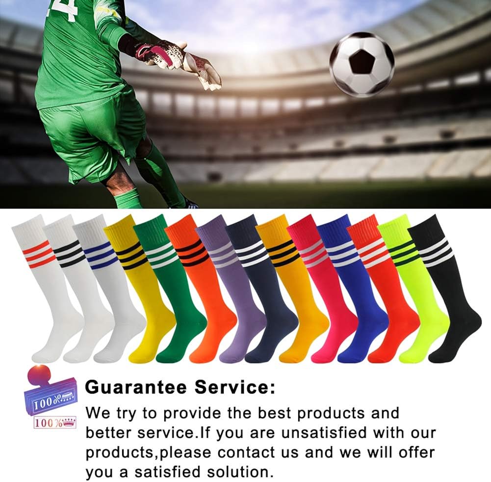 3street Green Tube Socks Unisex Youth Half Cushioned Knee High Sport Athletic Soccer School Group Baseball Rugby Team Halloween Party Socks Green 2-Pairs, 7-13 : Clothing