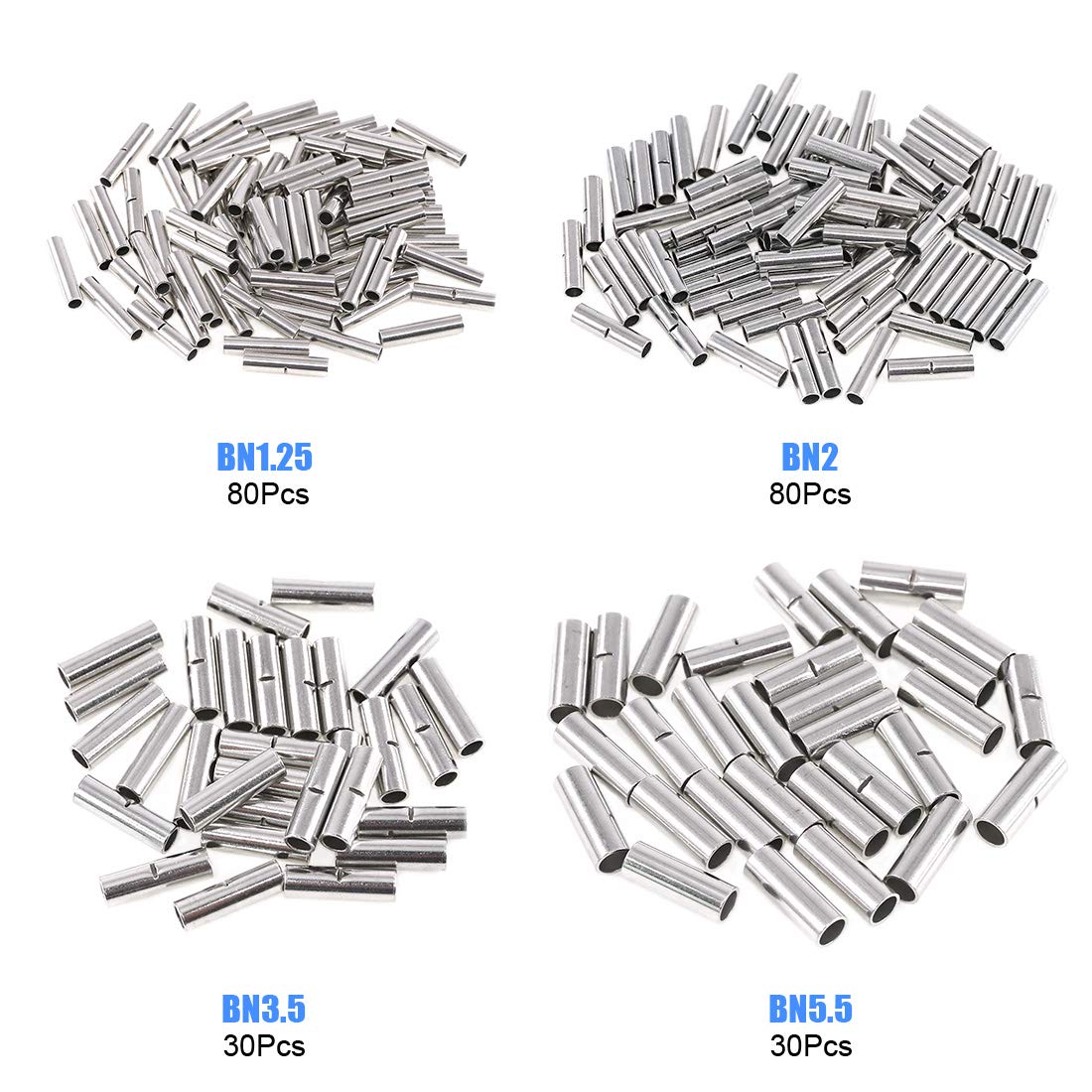 Glarks 220Pcs Non-Insulated Butt Connectors Assortment Kit - Image 4