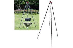 Camping Tripod Cooker,51.6Inch Camp Fire Tripod Grill Tripod Hang Up With Adjustable Hang Chain For BBQ Campfire Picnic Hangi