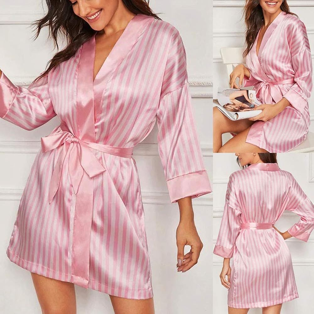 pink satin robe