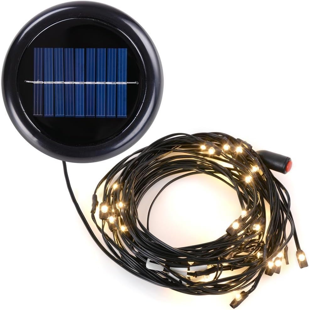 KCHEX 30 LED Lighting Elliptic Shape Umbrella Solar Panel String Lights Warm White for 8ft/9ft 6-rib Outdoor Patio Aluminum Umbrellas Decoration