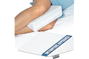 5 STARS UNITED Small Knee Pillow for Side Sleepers – Wedge Firm Foam Support for Belly, Back & Knees – Compact Maternity Cushion for Travel & Pregnancy Relief, White