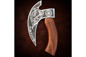 Edgelandknives® Multipurpose Viking Pizza Axe with Sheath, Viking Butcher Axe, Viking Pizza Cutter Axe - Perfect for Cutting Pizza, Meat, Vegetables (ELX6)