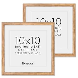 10x10 Picture Frame Set of 2, Solid Oak Wood Frame