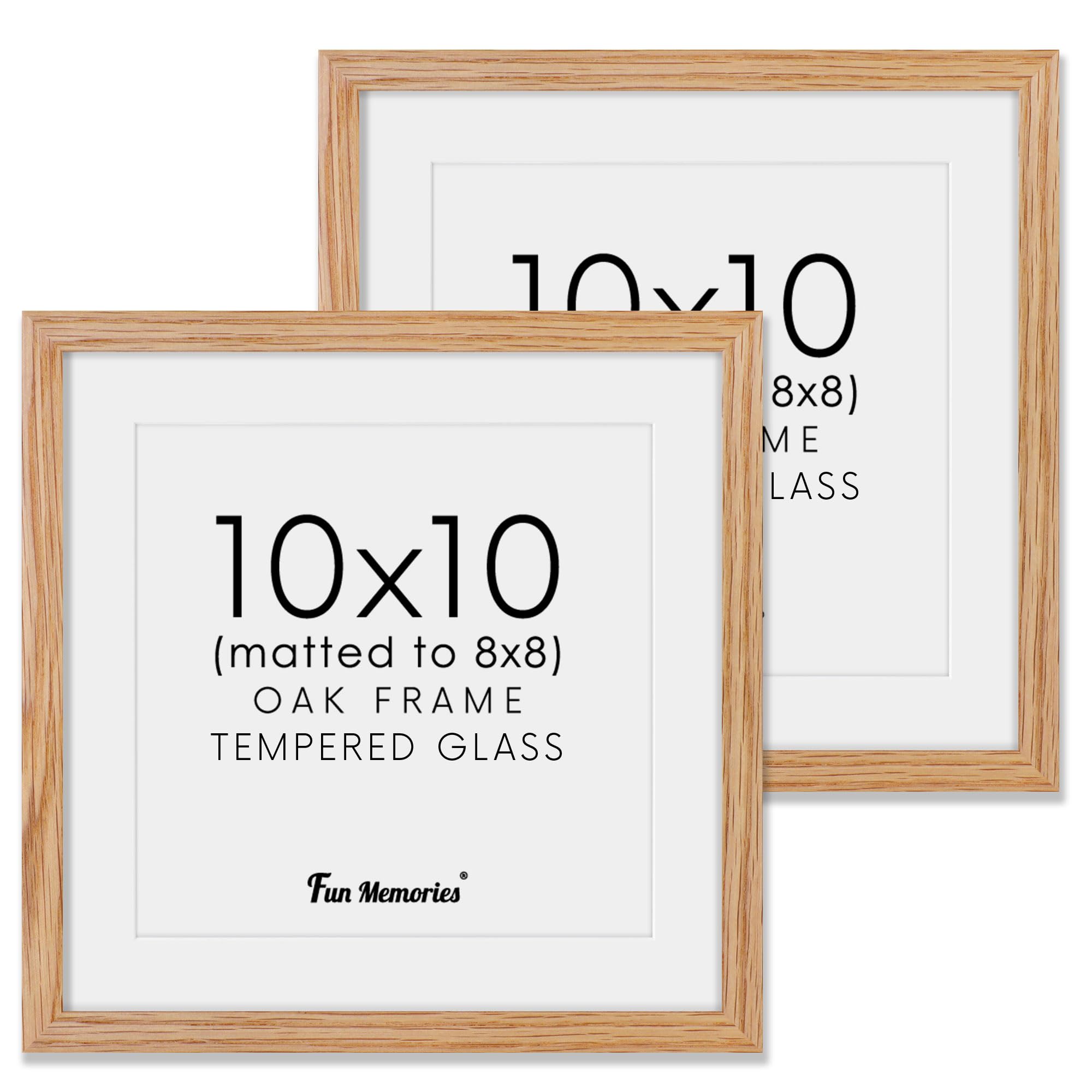 10x10 Picture Frame Set of 2, Solid Oak Wood Frame