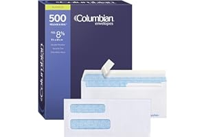 COLUMBIAN ENVELOPES Columbian #8 5/8 Security Envelopes, 500/Box, Double Window, 3-5/8" x 8-5/8", Release & Seal Self Seal, SimplySafe Tamper Evident, White (COLO156)