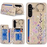 Ｈａｖａｙａ for Samsung Galaxy S25 Case Wallet with Card Holder Keychain Ring Stand PU Leather Phone case Floral Flower with Credit Card Slots Women Men-Beige Flower 2