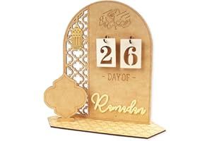 hhdatc Ramadan Advent Calendar Wooden Decorations,30 Day Countdown Til Eid Gift for Kids