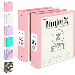 2 Pack BinderX Extra Durable 3 Ring Binder, 2 Inch