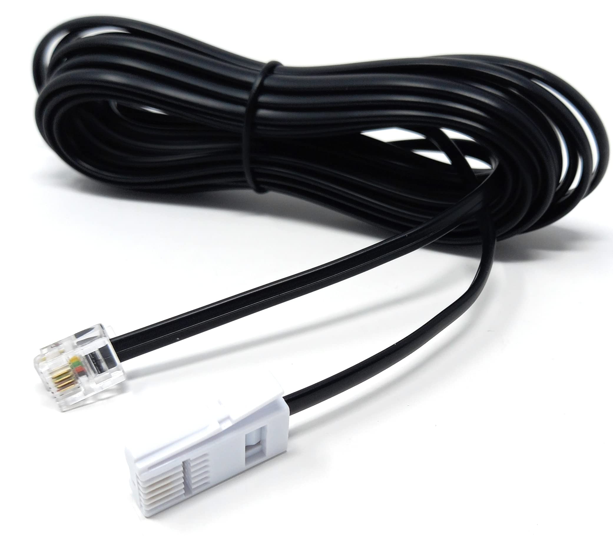 DRUT 5m BT to RJ11 4 Wire (431A) Male to Male UK Telephone Modem Lead Cable 16.5ft Black