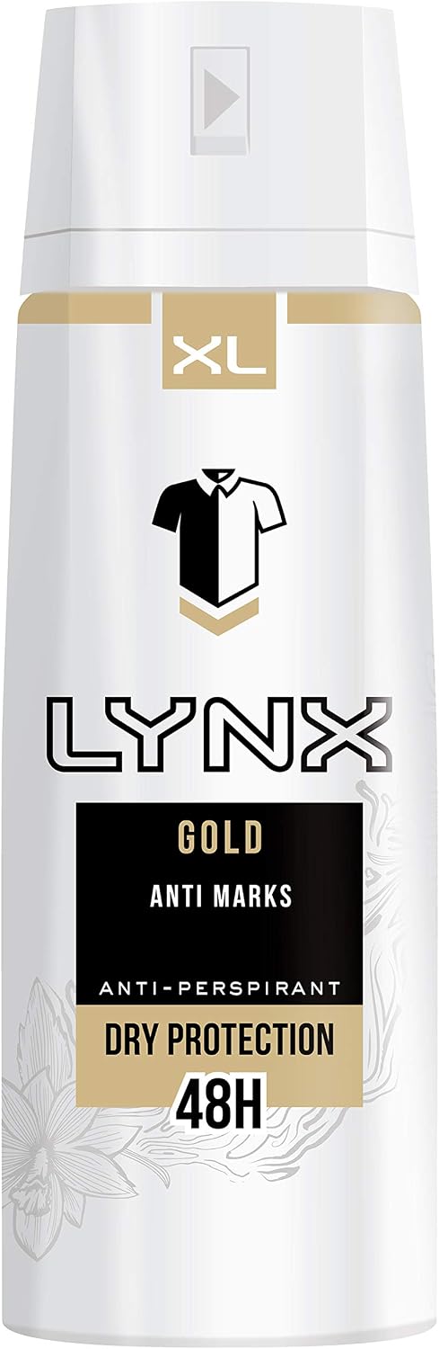 Lynx Gold Antiperspirant Deodorant For Men And Teenagers, Clean And Fresh Fragrance, Long Lasting Anti Sweat And Body Odour Protection Spray Bulk 2 Months Supply (6 x 200ml)