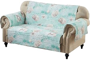 Barefoot Bungalow Ocean Reversible Slipcover - Furniture Protector - Loveseat - Turquoise