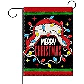 YMCAFZ Merry Christmas Vacation Decorative Garden Flag, Funny Xmas Classic Movie Clark Hat Black Burlap Yard Home Decoration, Winter Holiday Plaid Small Outside Outdoor Decor Double Sided 12 x 18