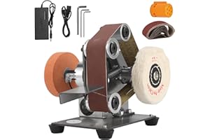 Baisiky Mini Belt Sander Bench Metal Grinder Knife Making Small Electric Sharpening Machine, 7 Adjustable Speed Polisher for Knife Making, DIY Wood Working, Apex Edge Polishing