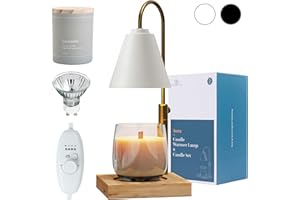HABITU Candle Warmer Lamp White with Lavender Candle, Timer 1H/2H/4H, Dimmer & Light Bulb | Electric Candle Lamp Warmer for J