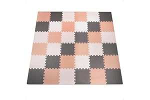 BalanceFrom 36-Pack 12x12 Inches EVA Interlocking Foam Play Tile Mat, Cream/Gray/Beige – 0.4-Inch Thick Non-Slip Puzzle Flooring for 36 Square Feet in Playroom, Nursery, or Playpen at Home