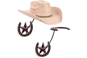 HYDERMUS Cowboy Hat Rack for Wall 2 Pack Rustic Metal Cowboy Hat Holder Cast Iron Cowboy Hat Hanger Western Wall Decor Horseshoe Hooks Storage Display Closet Bedroom Living Room Men's Christmas Gift