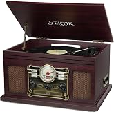 FEKTIK Bluetooth Record Player 10 in 1, 3-Speed Belt-Drive Turntable with Speakers, Bluetooth Input &amp; Output, CD, Cassette, FM Radio, Wireless Streaming