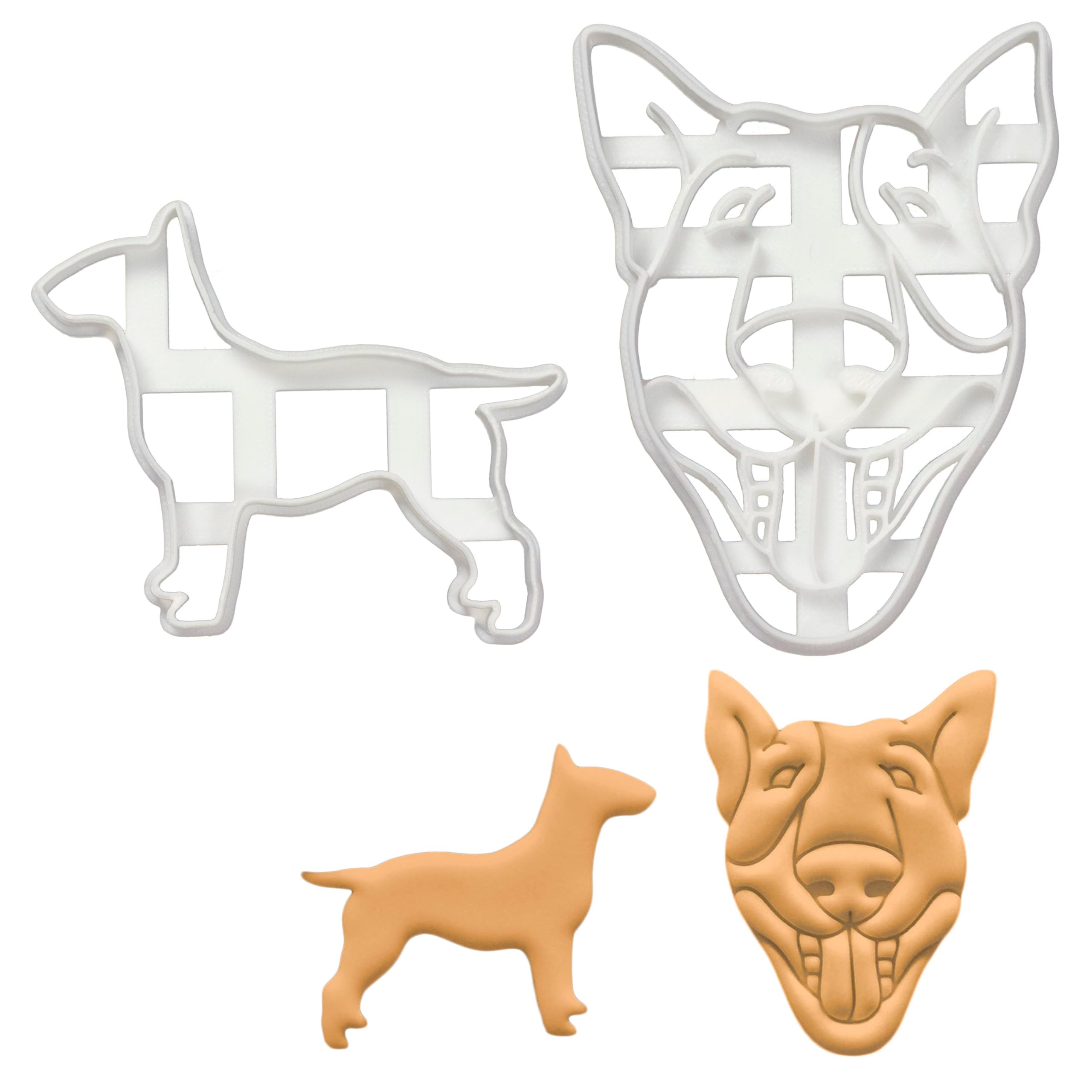 BAKERLOGY Set of 2 English Bull Terrier Cookie Cutters - Detailed Biscuit Cutter Design for Baking and Crafts, Ideal on Fondant, Dough, Clay