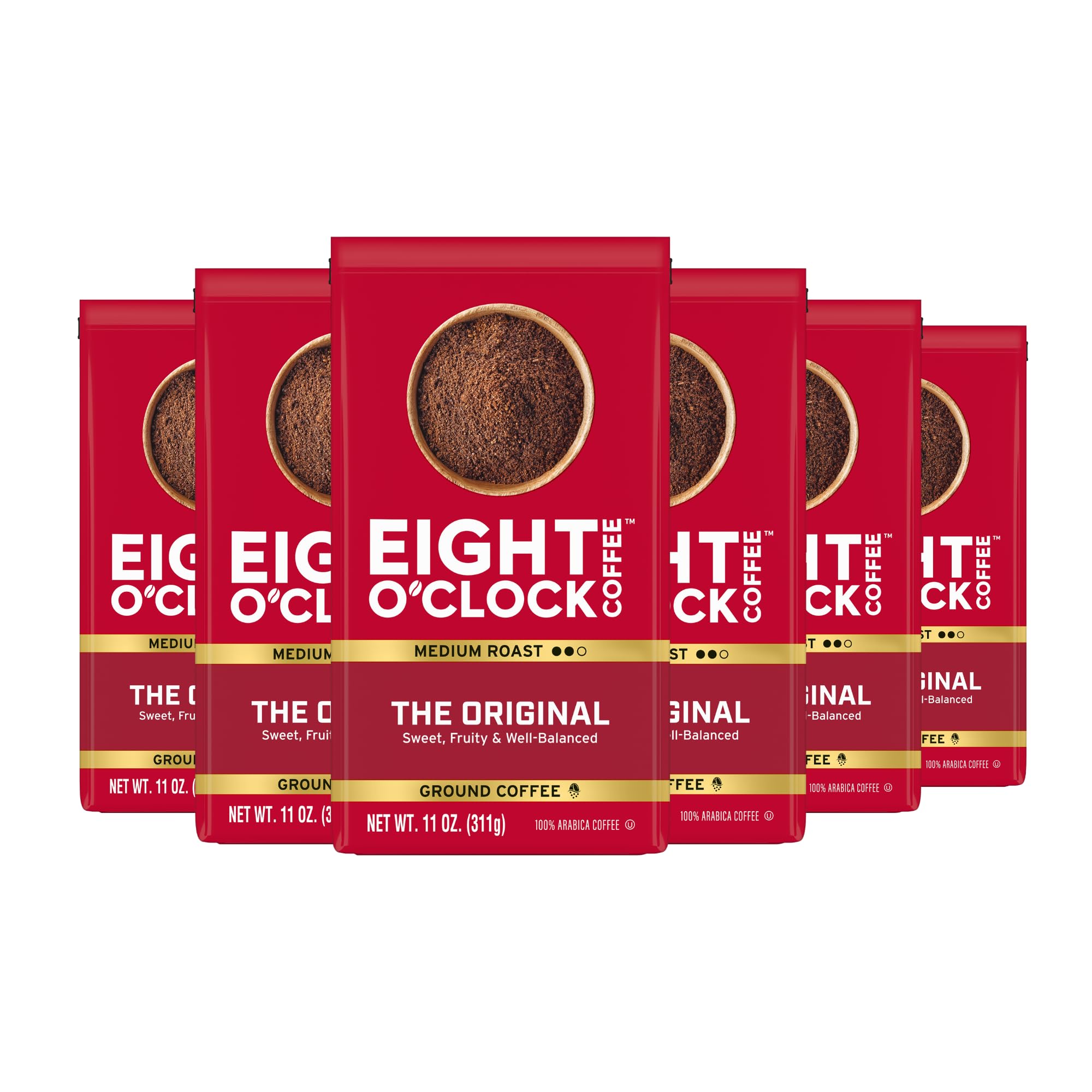 Eight O’Clock Coffee The Original, Medium Roast Ground Coffee 100% Arabica, Sweet, Fruity, Well Balanced, 11 Ounce (Pack of 6)