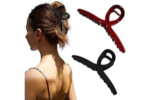 Nalodu 5 Inch Hair Claw Clips, Non-Slip Unbreakable Matte & Glossy Loop Hair Clip for Women Thick Curly Hair, 2 Pack