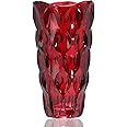 CEMABT 9.5inch 3.4 lb Glass Vases for Flowers Unbreakable Thickened Morden vase for Tables Centerpieces,Colorful,Vintage and Clear Rose Large Flower vases for Bouquet Unique Gifts（Red）