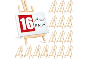 AROIC 16 Pack 15 Inch Wood Easels, Easel Stand for Painting Canvases, Art, and Crafts, Tripod, Painting Party Easel, Kids Student Tabletop Easels for Painting, Portable Canvas Photo Picture Sign Holder