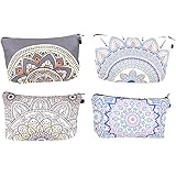 MediaLJia 4 Pieces Cosmetic Bags Waterproof Toiletry Pouch Mandala Flowers Make up Bags with Zipper