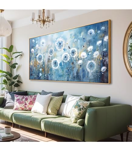 Tableau Toile Moderne Fleurs Blanches Abstraites – 75 X 150 Cm – Impression HD, Prêt à Accrocher – Décoration Murale Salon, Chambre
