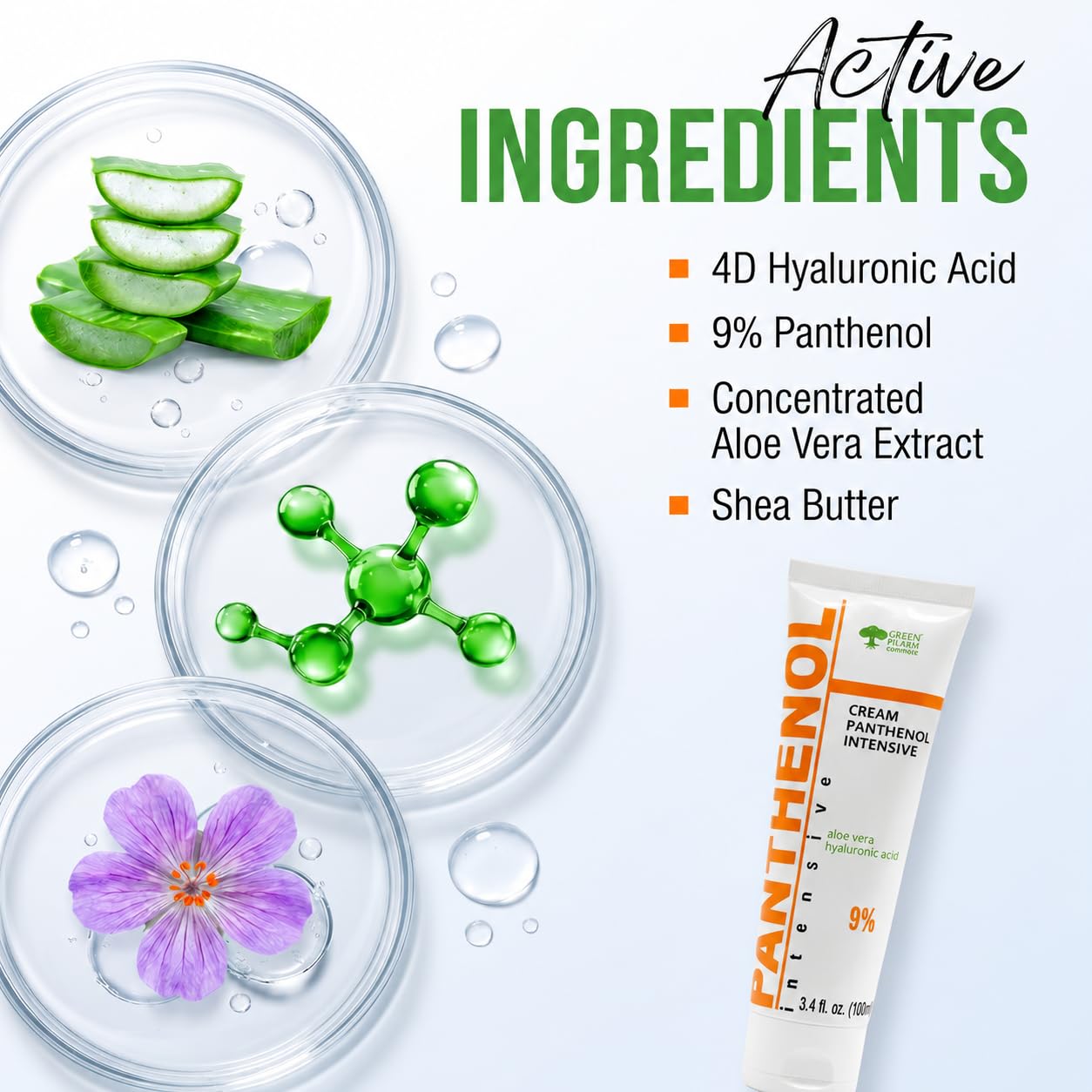 9% Intensive Panthenol-Creme mit Aloe Vera & Hyaluronsäure | Tiefenbefeuchtung, Nach Sonne & Tattoo Pflege, Haartransplantation & Babypflege für alle Hauttypen, 100 ml 6