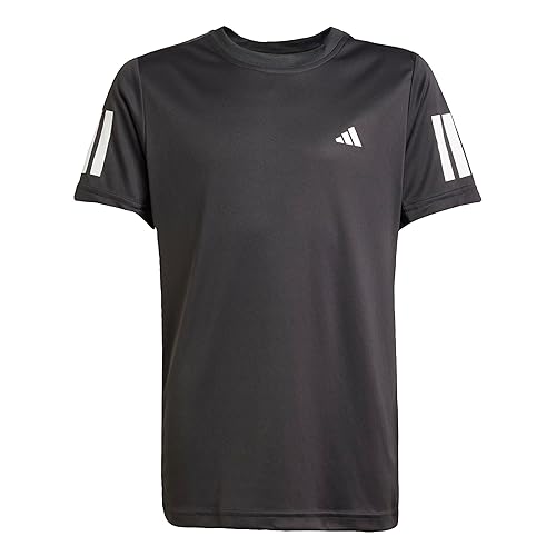 adidas Boy's Boys Club Tennis 3-Stripes T-Shirt, Black, 7-8 Years