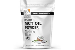 IT'S JUST! It's Just - MCT Oil Powder w/Prebiotic Fiber (1.5lbs) 70% C8 + 30% C10, Fast Fuel for Body & Brain Health, Keto Coffee Creamer, Non-GMO, Heavy Metal Tested
