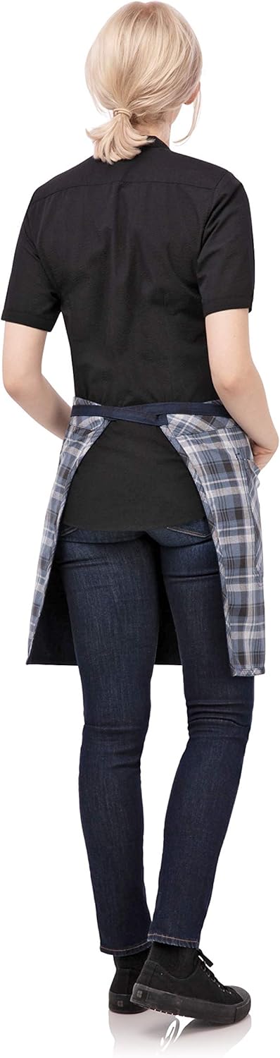 Chef Works mens Unisex Olympia Half Bistro Aprons, Navy, 19 L X 31.7 W US: Clothing
