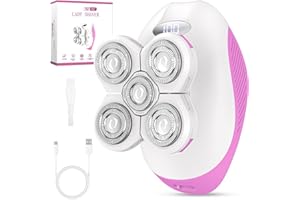 BAZIVVE Electric Razors for Women, Wet/Dry Rechargeable Rotary Shaver for Legs, Cordless Electric Razor Hair Remover Anti-Slip Lady Trimmer for Women's Leg, Hand, Bikini and Face Sensitive Skin （Pink）