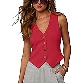Scoton Women's Summer Vest Tops V Neck Button Down Tank Tops Sleeveless Going Out Crop Tops Cute Business Casual Shirt