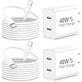 iPhone 17 Pro Max Charger Fast Charging, 40W Dual USB C Fast Charger | 40W Charger Block with 6ft Type C Charging Cable Cord, for iPhone 17/17 Pro/17 Pro Max/Air/16/16 Pro Max/16 Plus/15 Pro Max