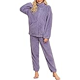 BAJAOEY Women's Flannel Pajama Set Winter Warm Long Sleeve with Pockets and Pants Soft Cozy Loungewear