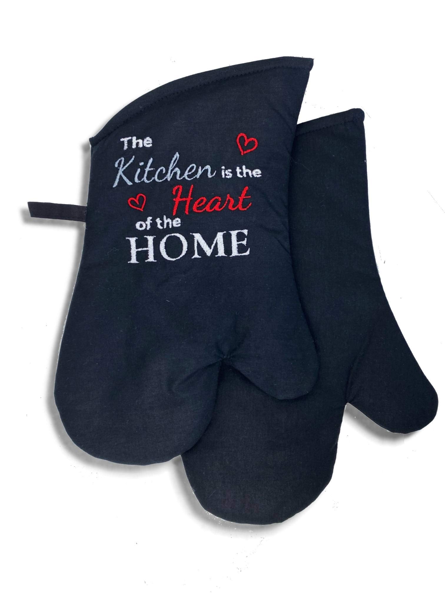 1 Pair of Black Oven Gloves Classic Oven Mitts for Kitchen Cooking/Baking/BBQ Oven Mitts Pair Pot Holder Home Kitchen Quote Gift