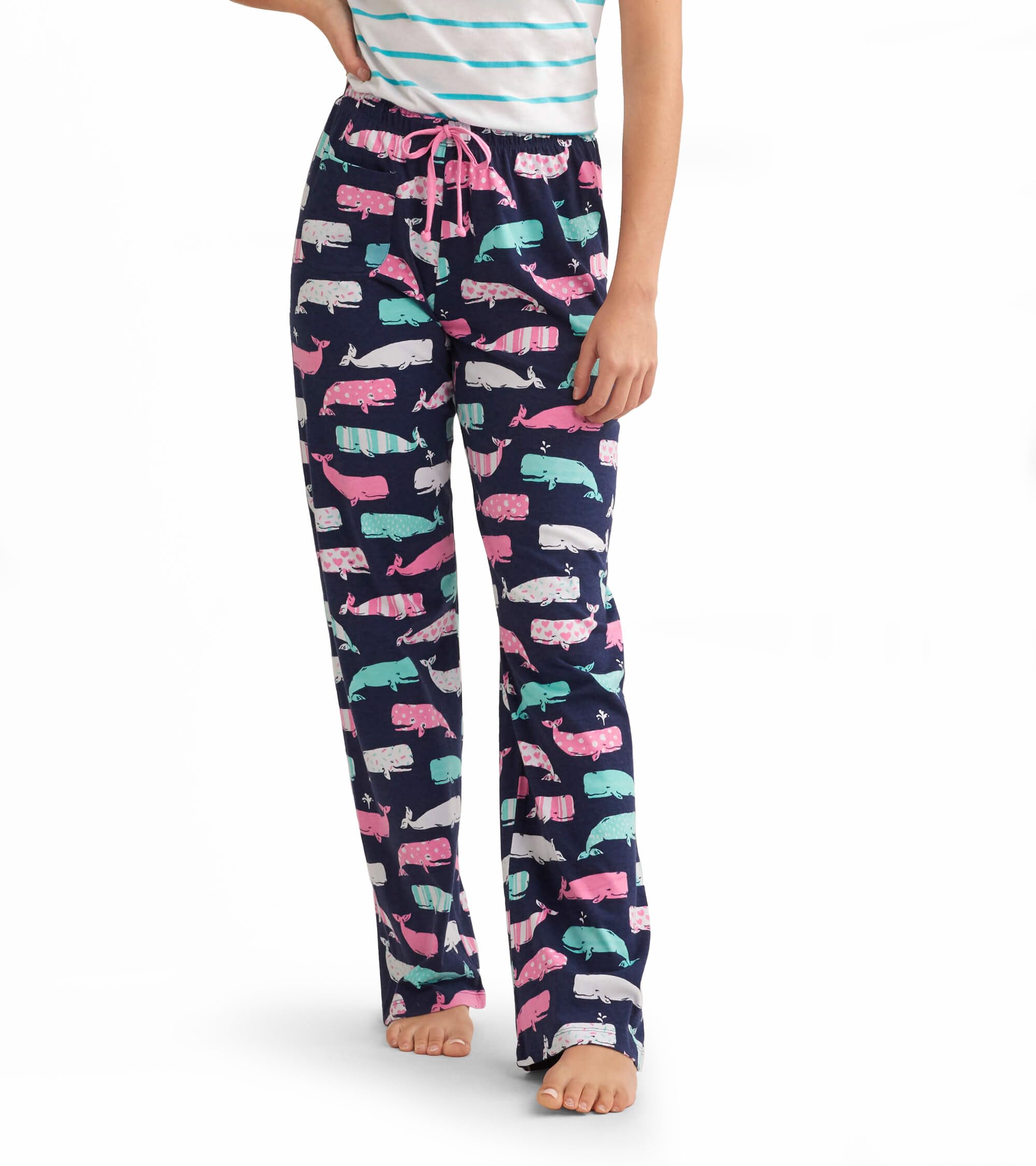 Little Blue House by Hatley Women’s Jersey Pajama Pants, Nautical Whales, X-Large