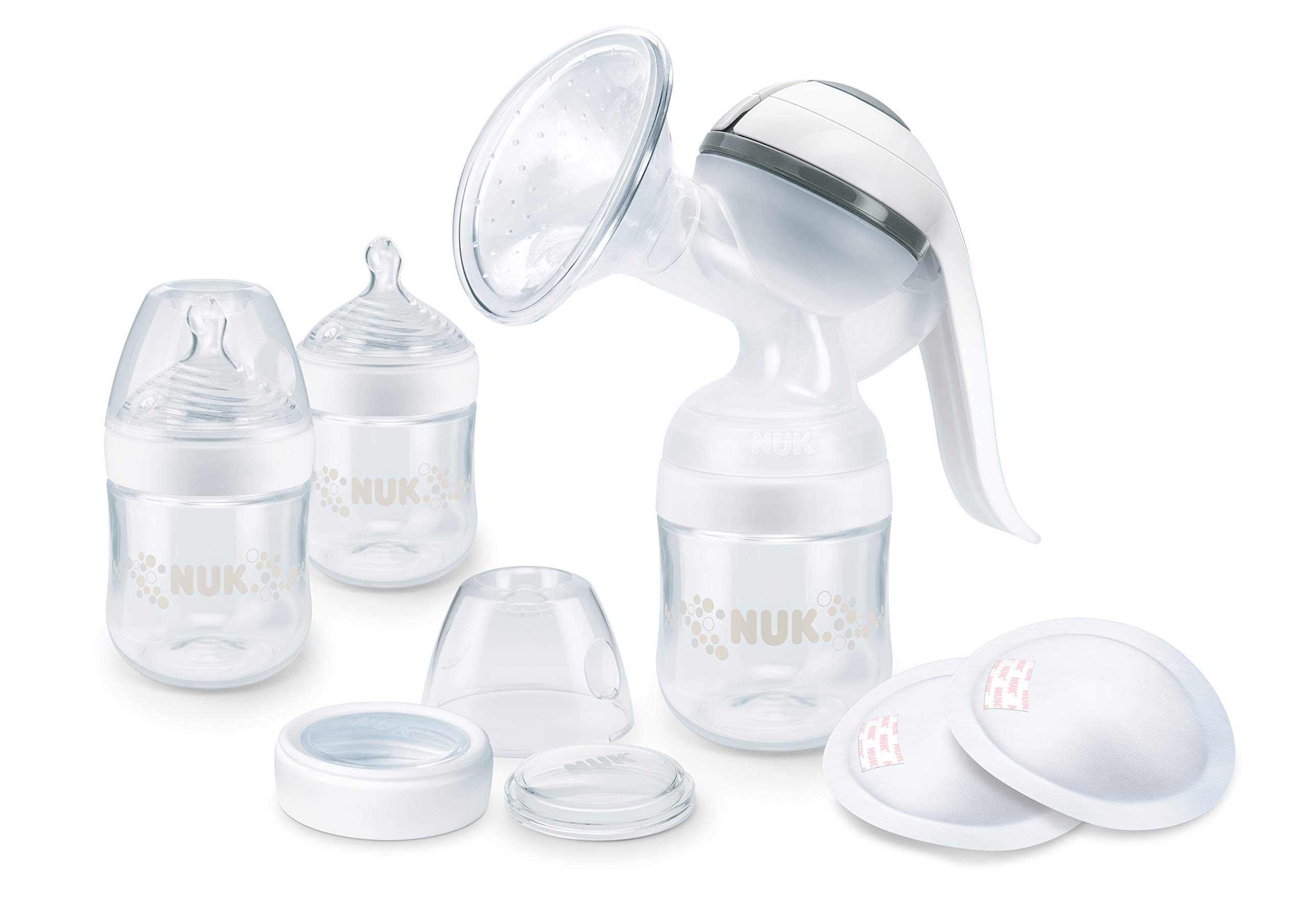 NUK Nature Sense Breastfeeding Kit with Hand Pump and Bottles, White