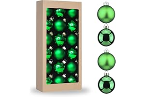 Amooca Christmas Glass Balls Decoration Festival Party Home Decors Holiday Xmas Tree Hanging Ornaments Set 18pc 1.8in Green