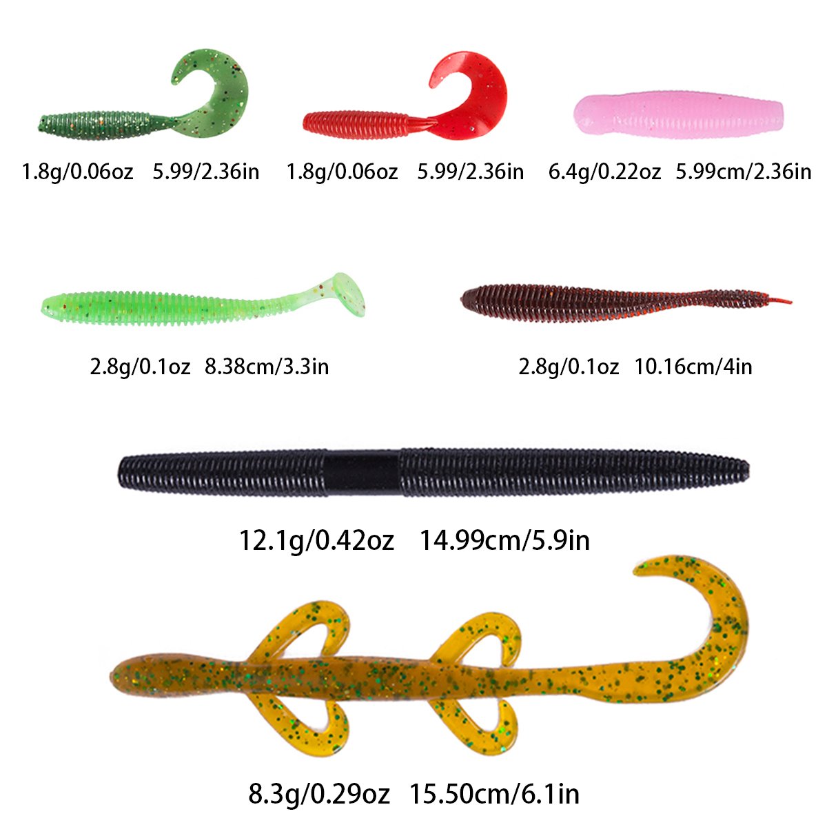 Lureshine 99pcs Fishing Lure Kit Set Including Soft Fishing Bait Artificial Plastic Worm Lures Jig Head Tackle Hooks Swimbait Leader Grub for Saltwater Freshwater Bass Trout Salmon with Tackle Box