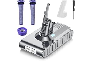 POWTREE Upgraded 8000mAh 21.6V V8 Battery Replacement for V8 SV10 Motorhead V8 Absolute V8 Fluffy V8 HEPA V8 Fluffy Handheld Vacuum Cleaners Li-ion 2 Filters and 1Post-filter Included(Not Fit V6, V7)