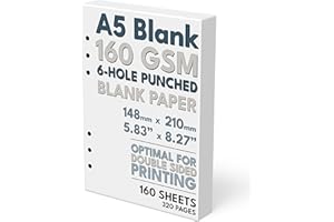 SORT OUT MY LIFE A5 Blank Paper, 160 GSM, 6-Hole Punched, 160 Sheets/320 Pages, White, 148mm x 210mm (5.83 in. x 8.27 in.)