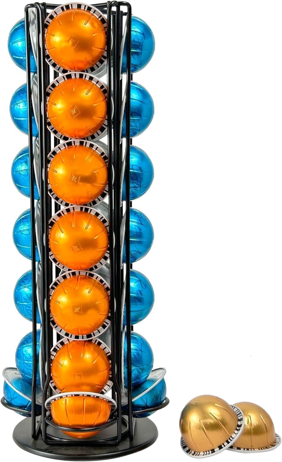 Wrobic Coffee Capsules Holder for 28 Nespresso Vertuo Pods, Coffee Pod Holder for Nespresso Vertuoline Pods, Rotating Design, Coffe Storage Rack for 28 Pcs Pods，Black