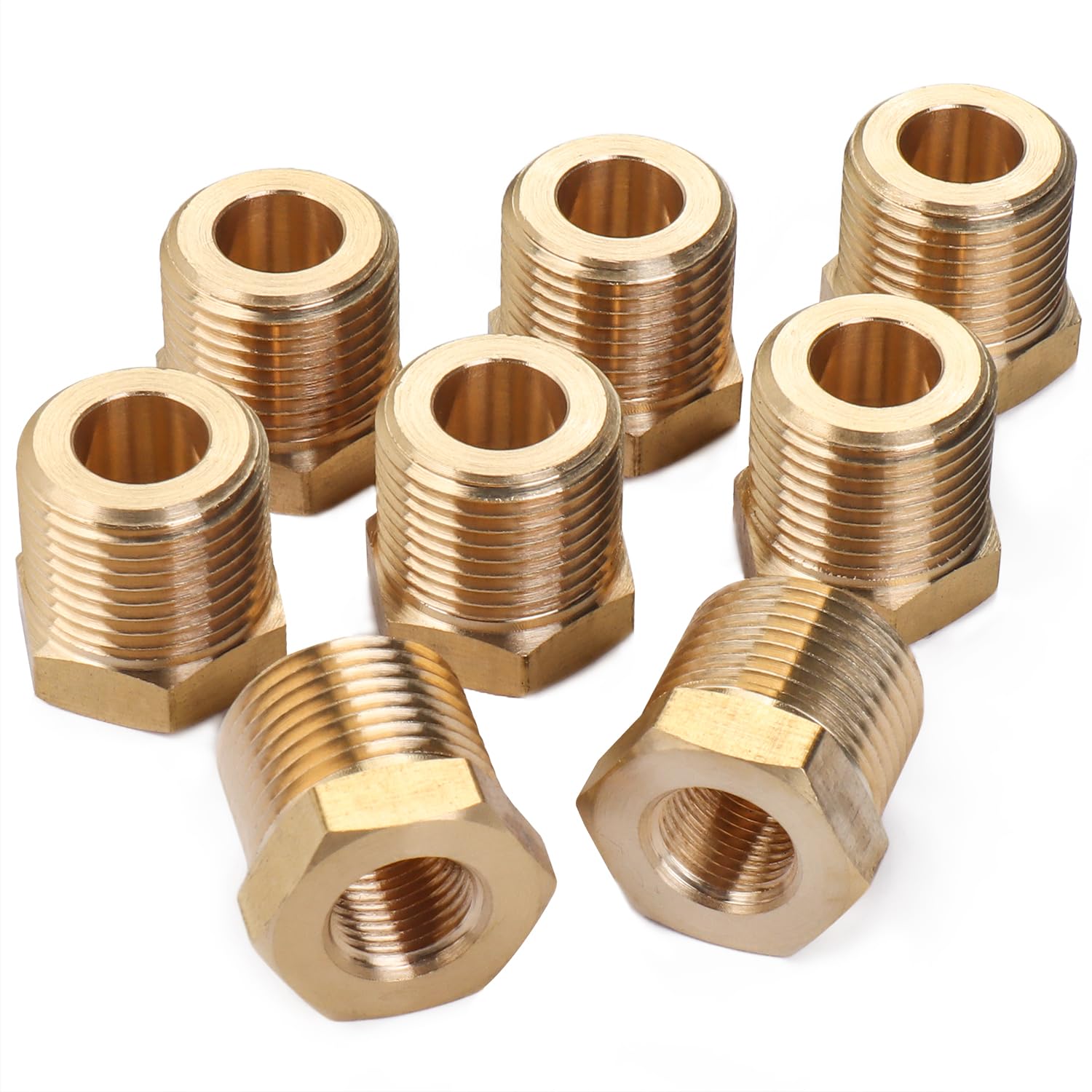 LTWFITTING Brass Pipe 3/8-Inch Male BSPT x 1/8-Inch Female BSPP Hex Bushing Reducer Fittings Fit for Compressor Air Line (Pack of 25)