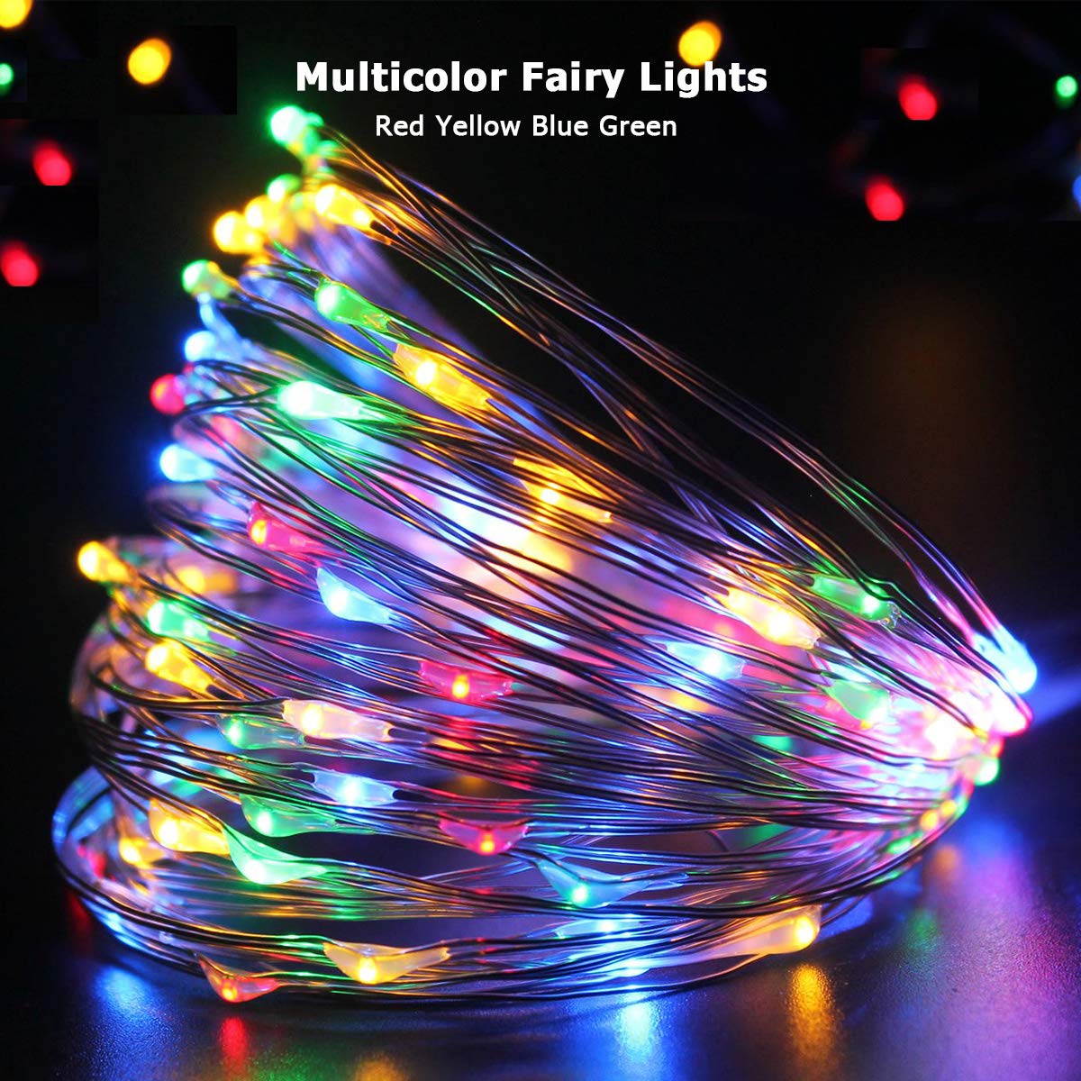 HSicily USB LED Fairy String Lights 8 Modes 120 LEDs 40Ft Starry Lights Plug in Remote Control Timer Christmas Party Holiday Wedding Bedroom Indoor Outdoor Decor (Colorful)