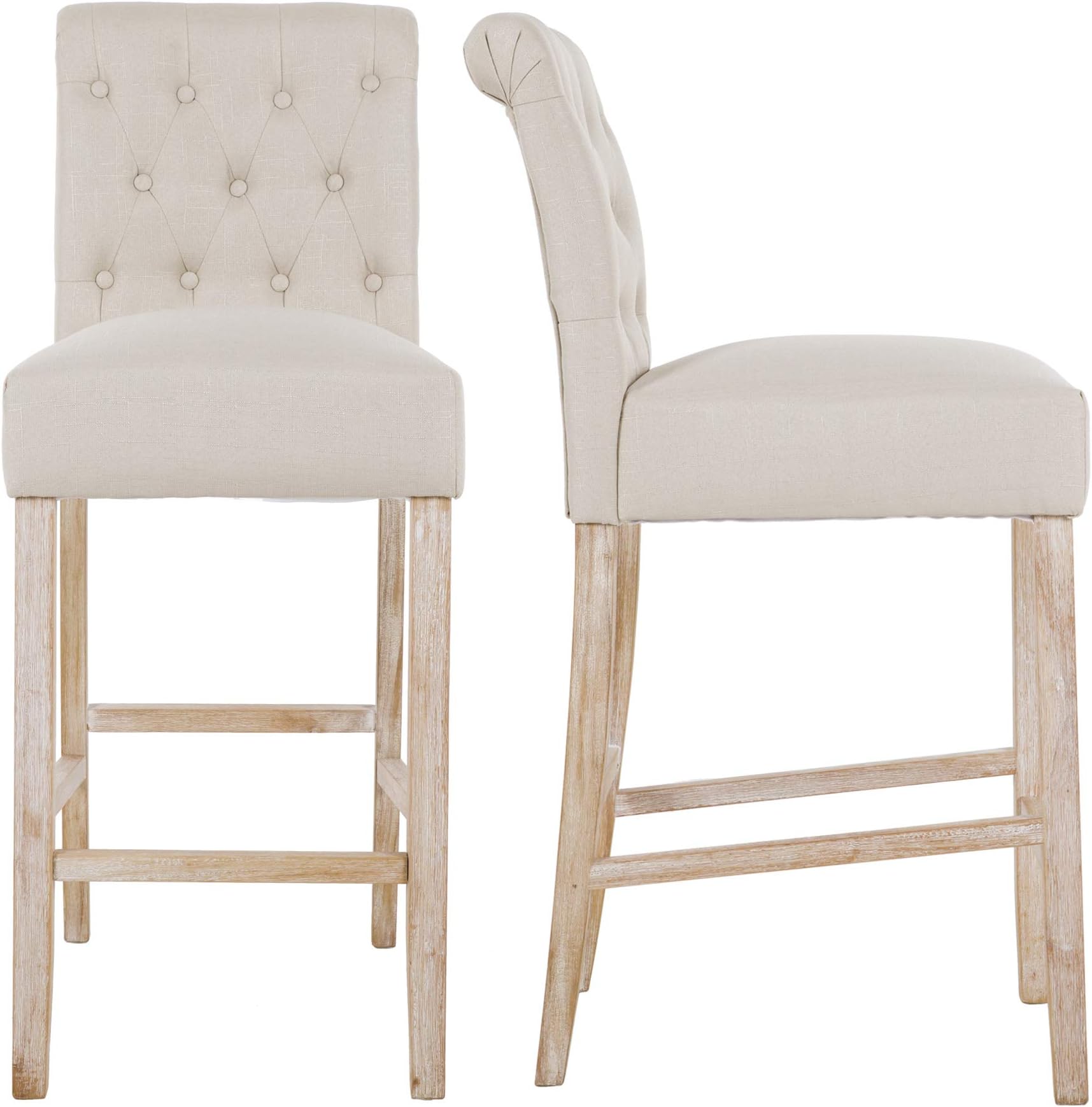 NOBPEINT Tan Fabric Upholstered Bar Stools 29 inches, Set of 2