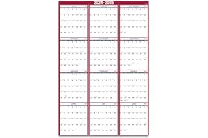 ARTFAN 2024-2025 Yearly Wall Calendar - Yearly Wall Calendar 2024-2025, 2024-2025 Wall Calendar with From Jan.2024 to Dec.2024, 34.8" x 22.8" (Open) - Red