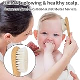 Personalized Wooden Baby Hairbrush & Comb Set Goat Bristles - Cradle Cap Care view 3